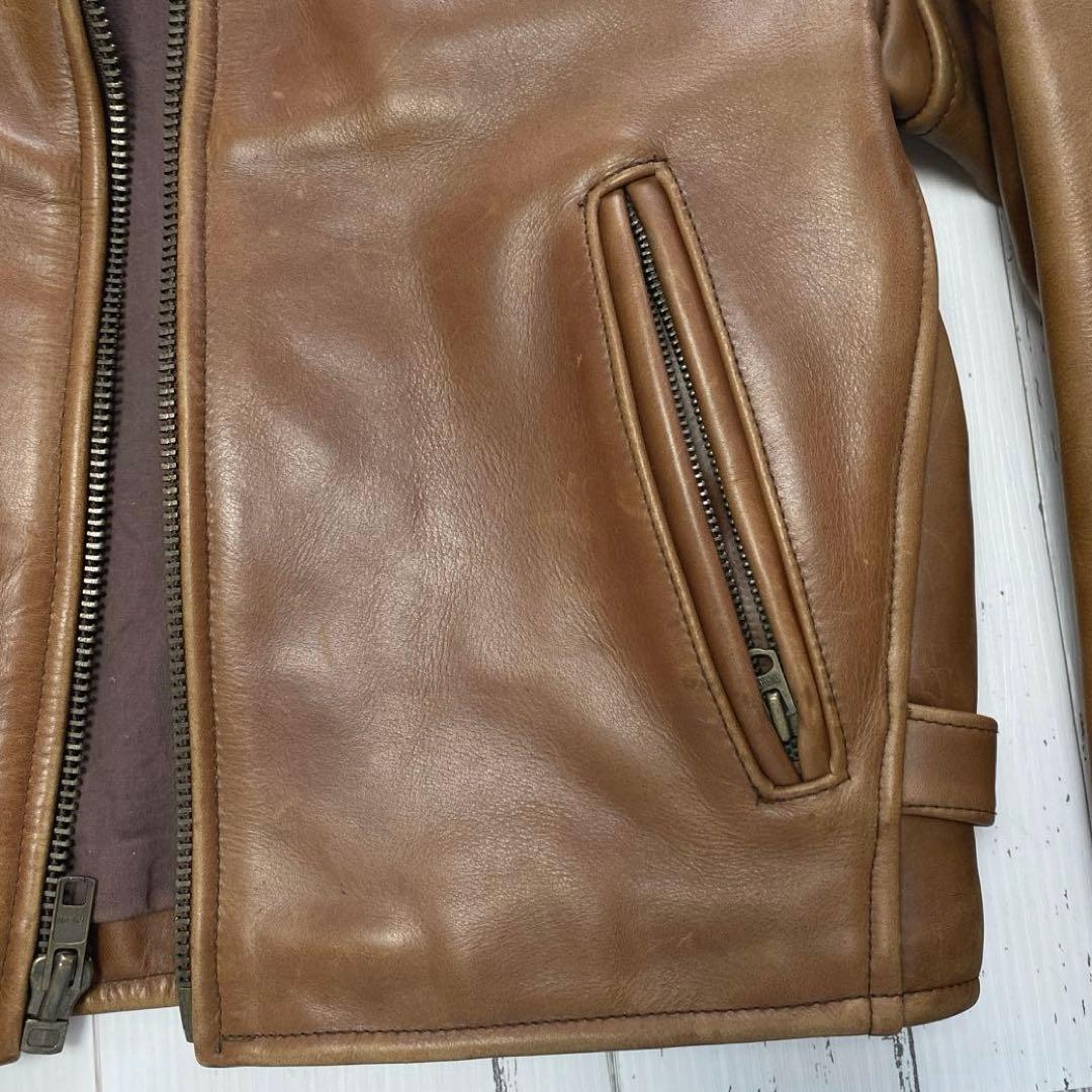 シングルライダース　レザー キャメル　TALON 牛革　ジャケット　ブラウン