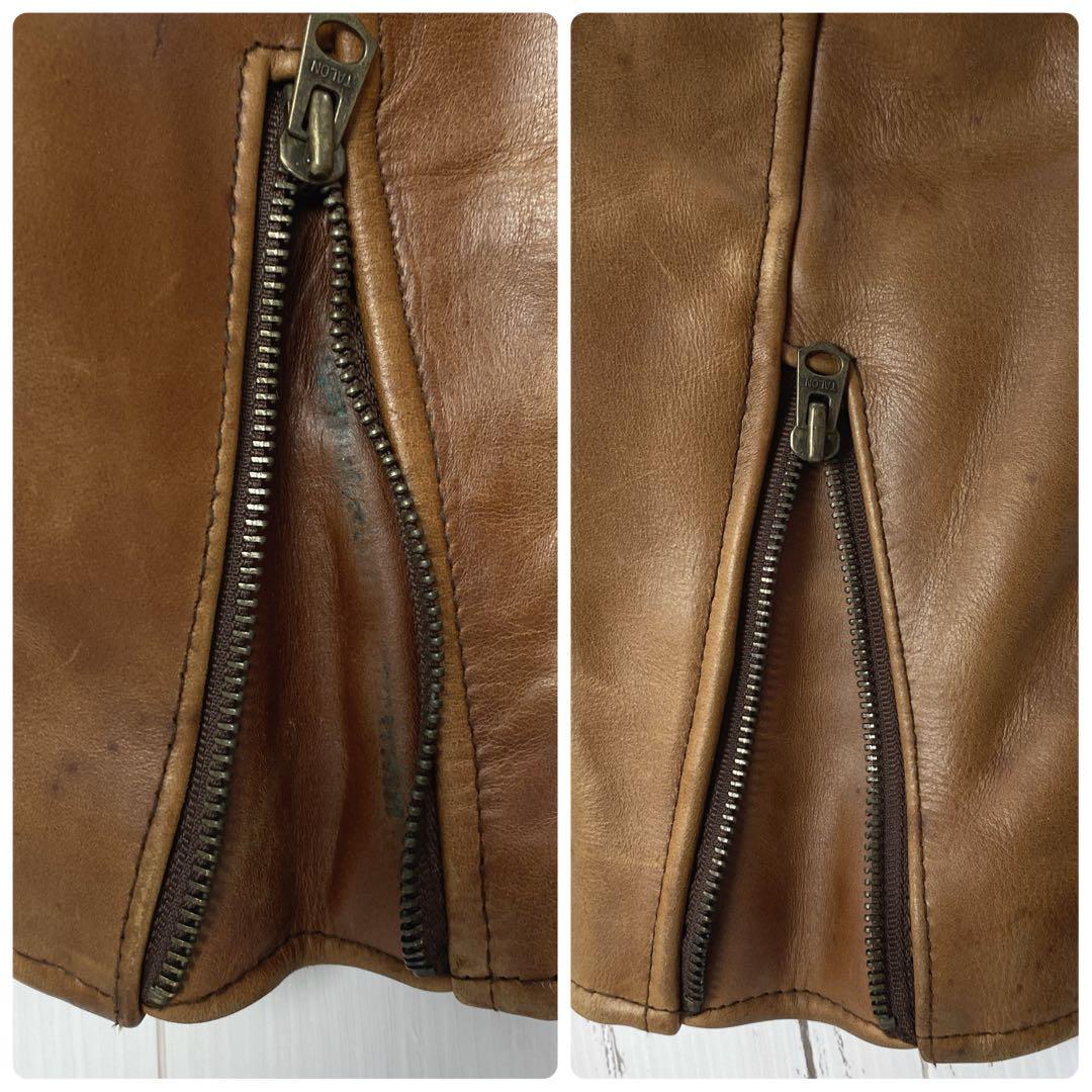 シングルライダース　レザー キャメル　TALON 牛革　ジャケット　ブラウン