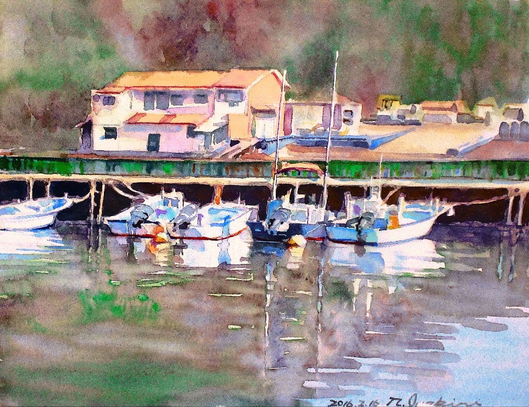 水彩画 小網代湾(三浦半島)