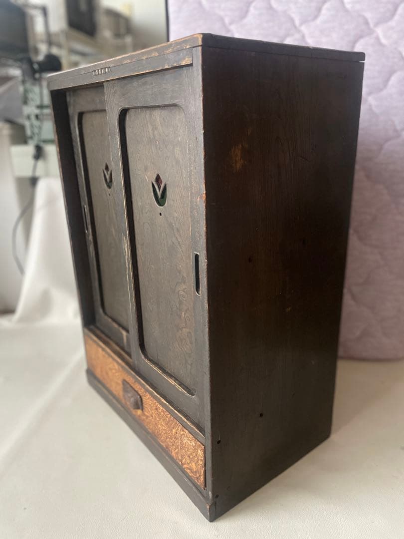 小型収納箪笥 小引き出し付き 小物収納 飾り棚 小ぶり箪笥 食器棚 本棚 昭和