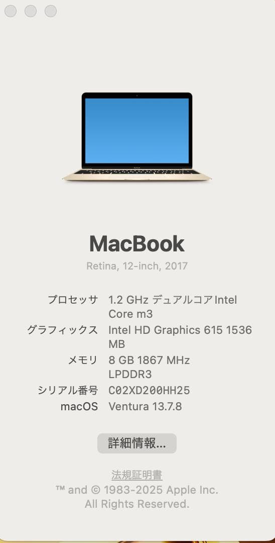 『美品』 MacBook 2017 A1534 12㌅ バッテリー正常・良好
