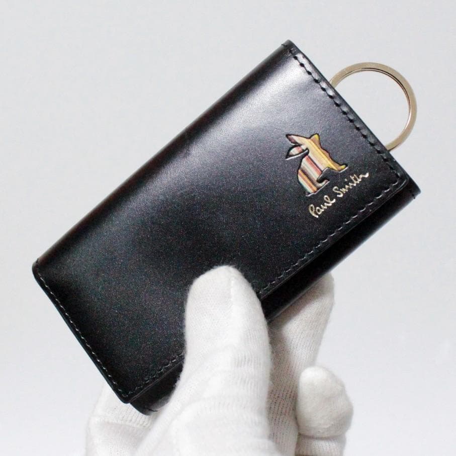 未使用 箱付 ポールスミス ラビットモチーフ キーリング付 5連式キーケース 黒