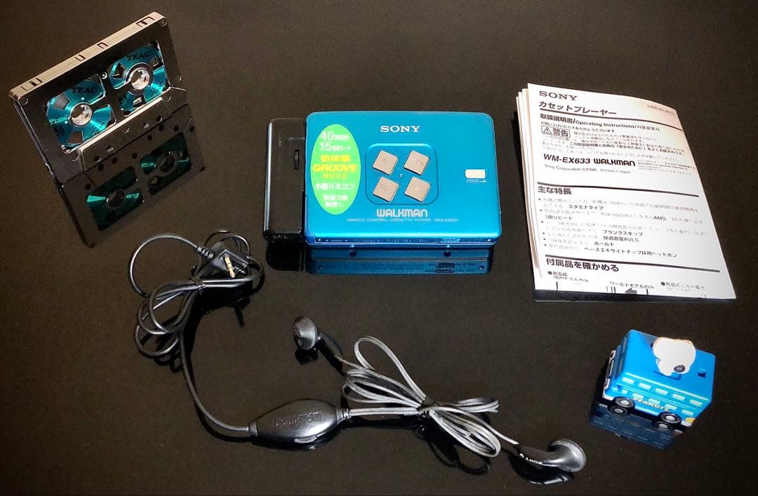 カセットウォークマン　SONY WM-EX633 青色「整備済み、完動美品」