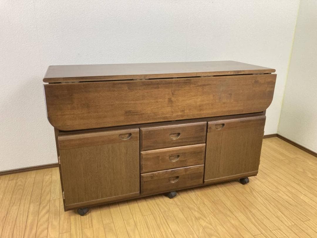 バタフライ型 収納テーブル キャスター ダイニングテーブル 4人掛け 四人掛け