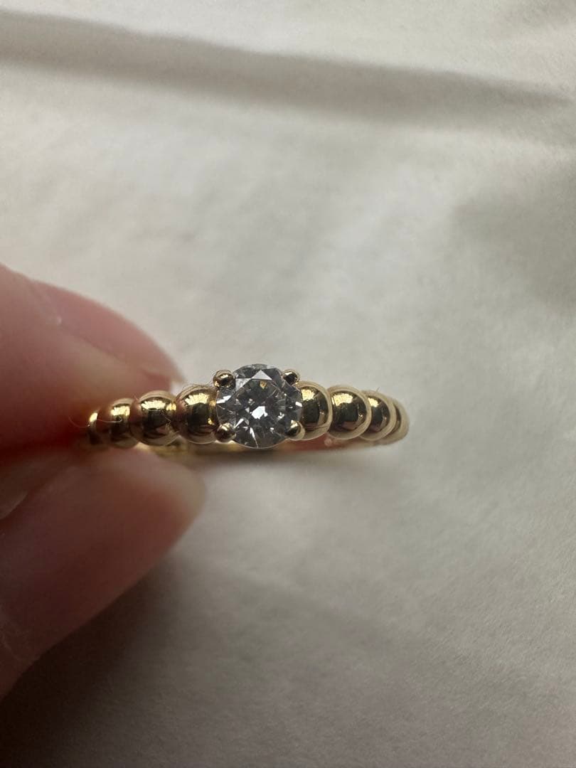 天然ダイヤモンド　K18YG リング12-13 号