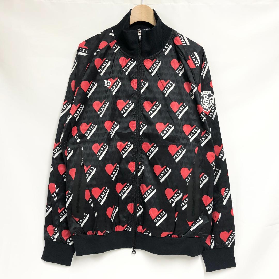 ○★新品未使用　PEARLY GATES　ハートロゴ柄　ジャケット　2　ブラック