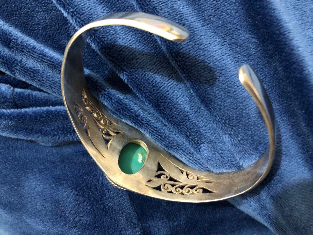 専用ターコイズ インディアンジュエリー シルバー製 シルバーバングル