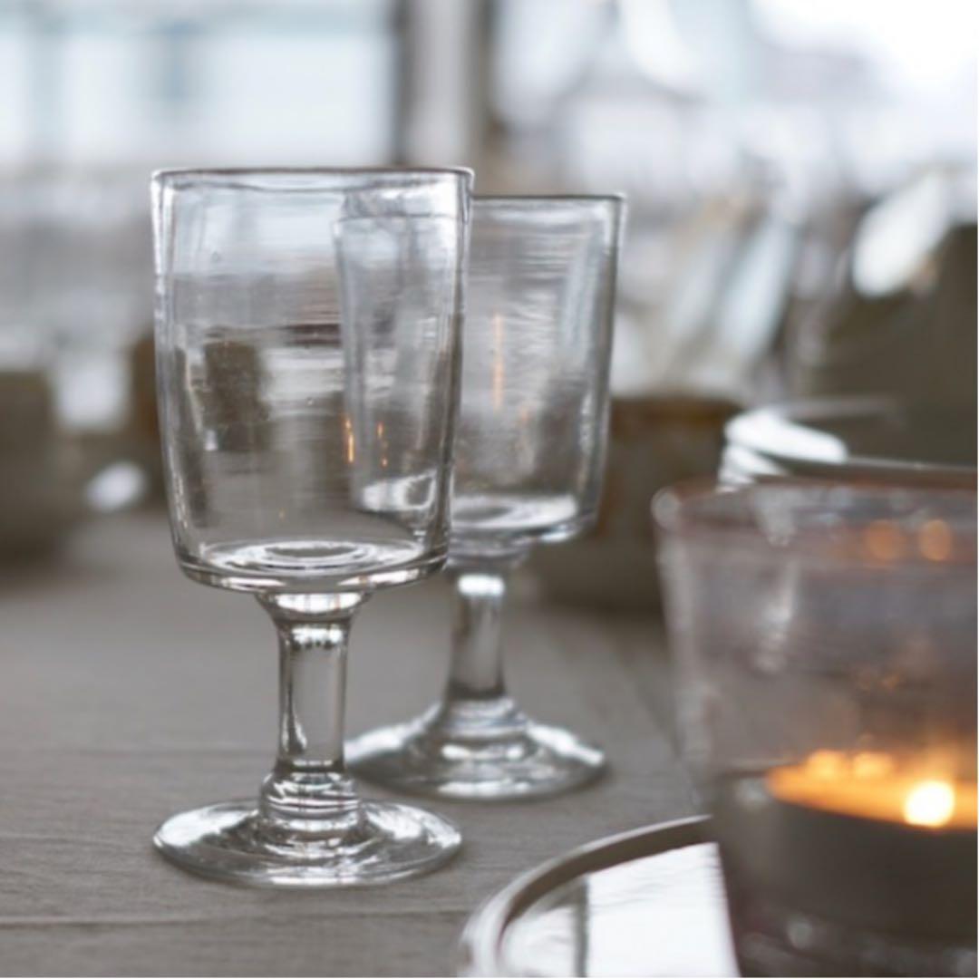 フランスアンティーク 吹きガラスのワイングラス1客