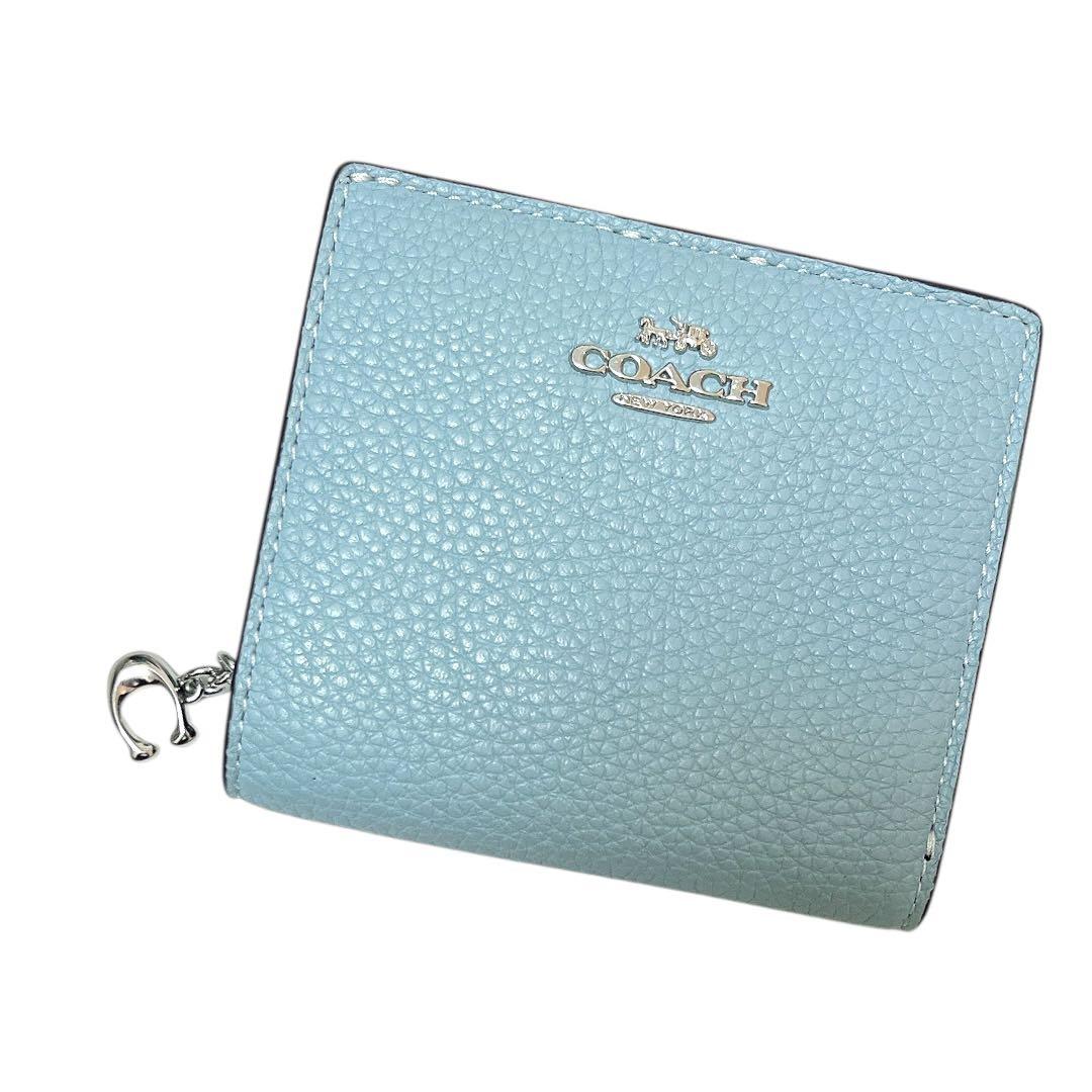 【完売カラー★未使用】COACH 2つ折り財布 スナップウォレット ライトブルー