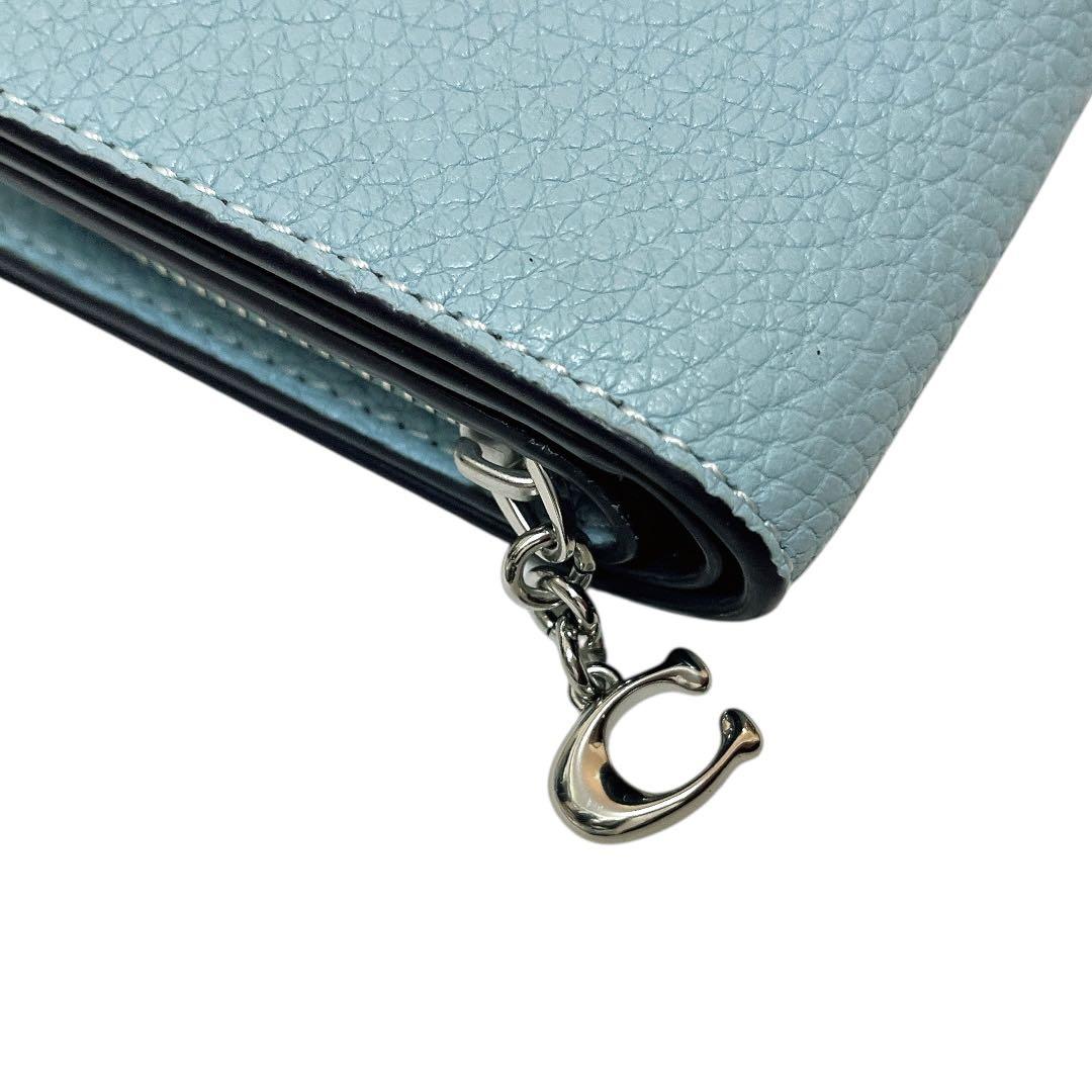 【完売カラー★未使用】COACH 2つ折り財布 スナップウォレット ライトブルー