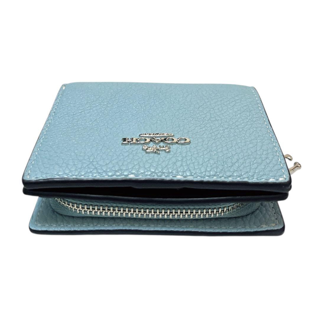 【完売カラー★未使用】COACH 2つ折り財布 スナップウォレット ライトブルー