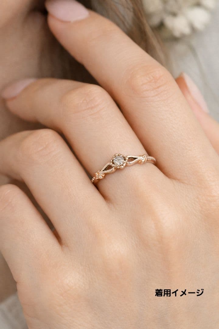 agete K10 ダイヤ リング アンティーク調