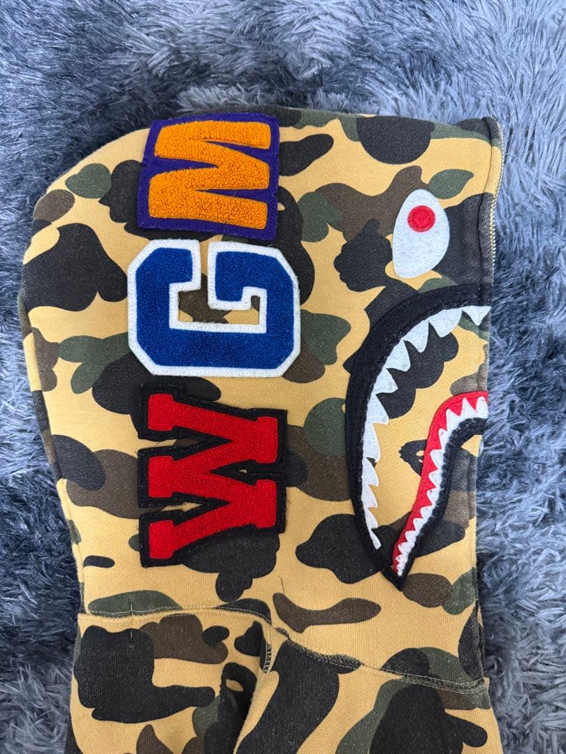 ベイシング エイプ APE シャーク ジップ パーカー カモ柄 迷彩 イエロー