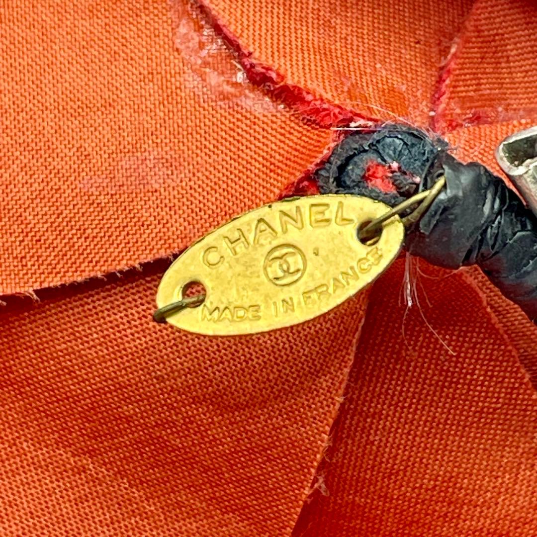 CHANEL シャネル カメリア コサージュ ピンブローチ ベロア レッド