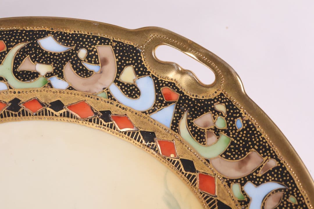 【CM289】オールドノリタケ 花図 プレート 26.5cm 明治 皿 陶磁器