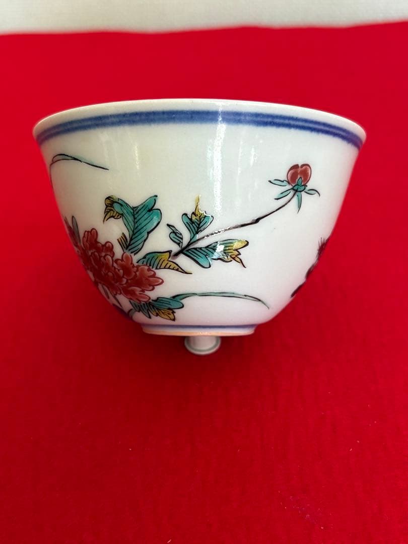 人間国宝 初代 徳田八十吉作 古九谷写意 汲出茶碗 十客 管理T289