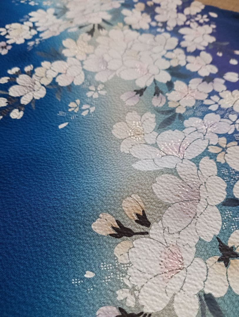 ロイヤルブルー 桜尽くし　金彩技法　振袖フルセット　美品　丈160 裄66