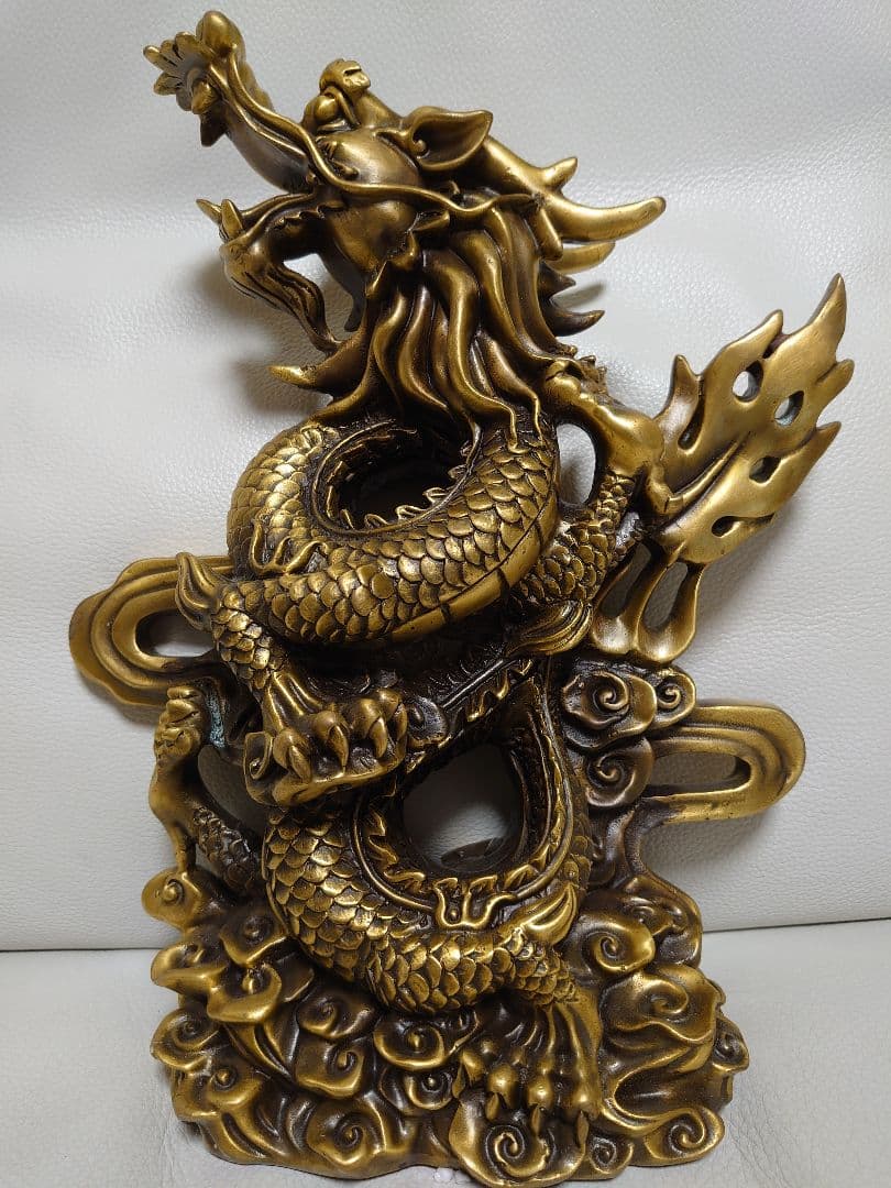 開運 龍神 龍 雲龍 ブロンズ製（真鍮製）置き物