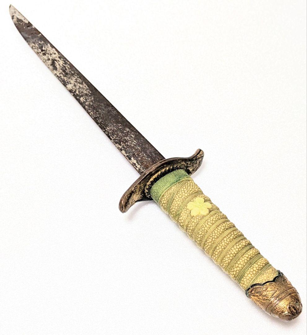 【当時物】旧帝国海軍 士官短剣 模造刀身入り 指揮刀 太幅 鮫皮鮫革鞘【２環吊】