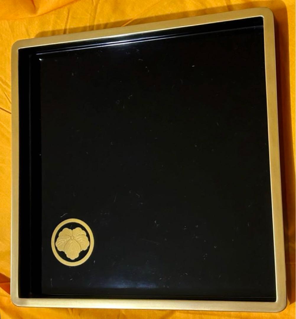 [輪島塗]家紋入二段重箱　重台付【未使用】