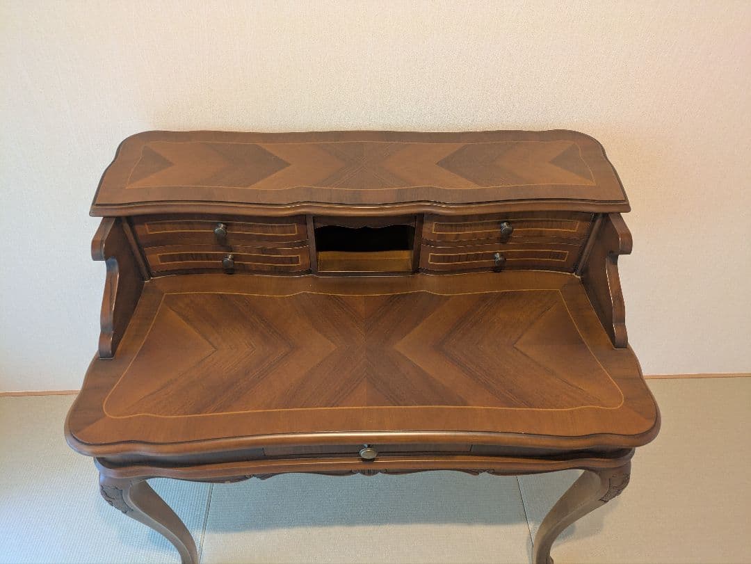 アンティーク ライティングデスク 猫脚 ビューロー 引き出し収納 クラシカル家具