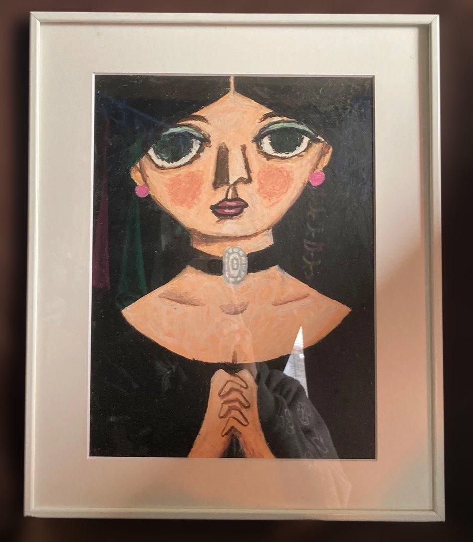 新品直筆絵画『原マスミ／祈り』豪華（四つ切り）額付