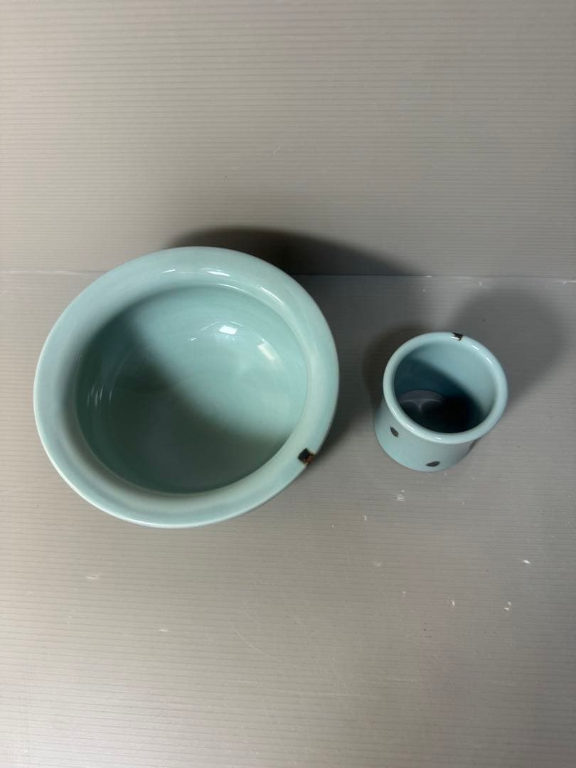 2447 茶道具 皆具 飛青磁 鼓形 横山瑞祥作