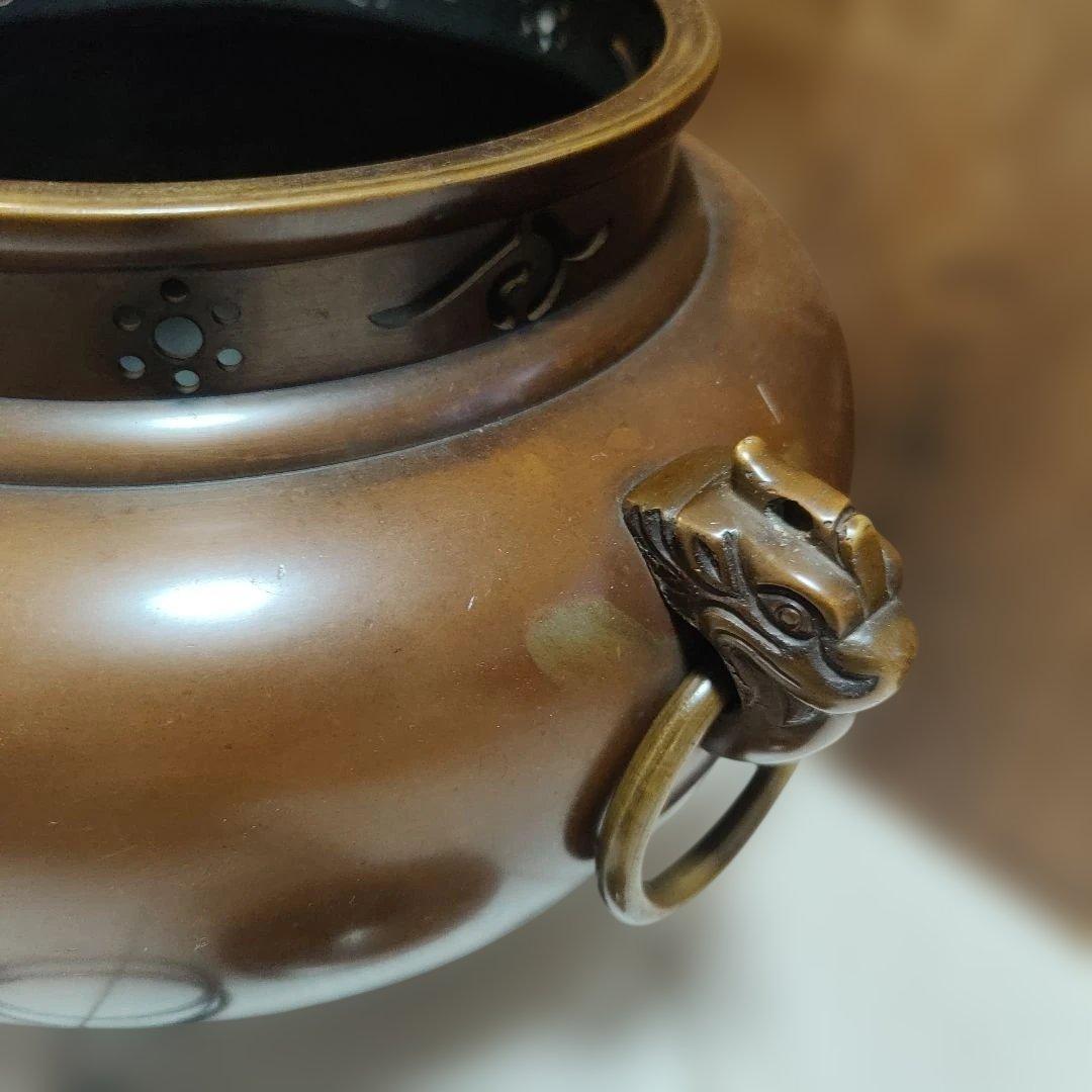 茶道具 釜 茶釜 唐金 鬼面風炉 丸釜 箱付き