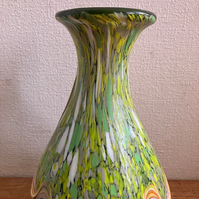 希少 カメイガラス レトロ 波状 ガラス 花瓶 ヴィンテージ ミッドセンチュリー