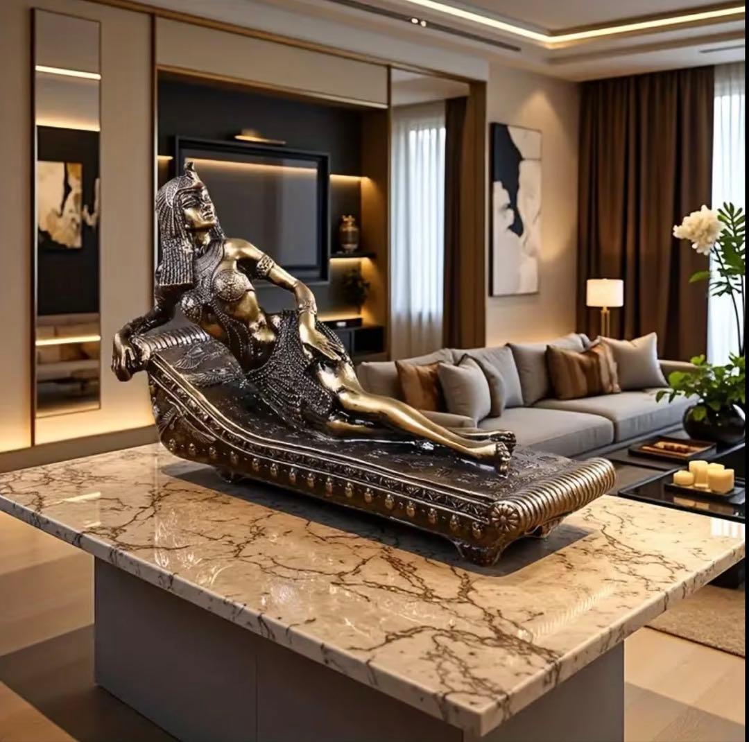 クレオパトラ像 ブロンズ調 エジプト女王 彫刻 オブジェ