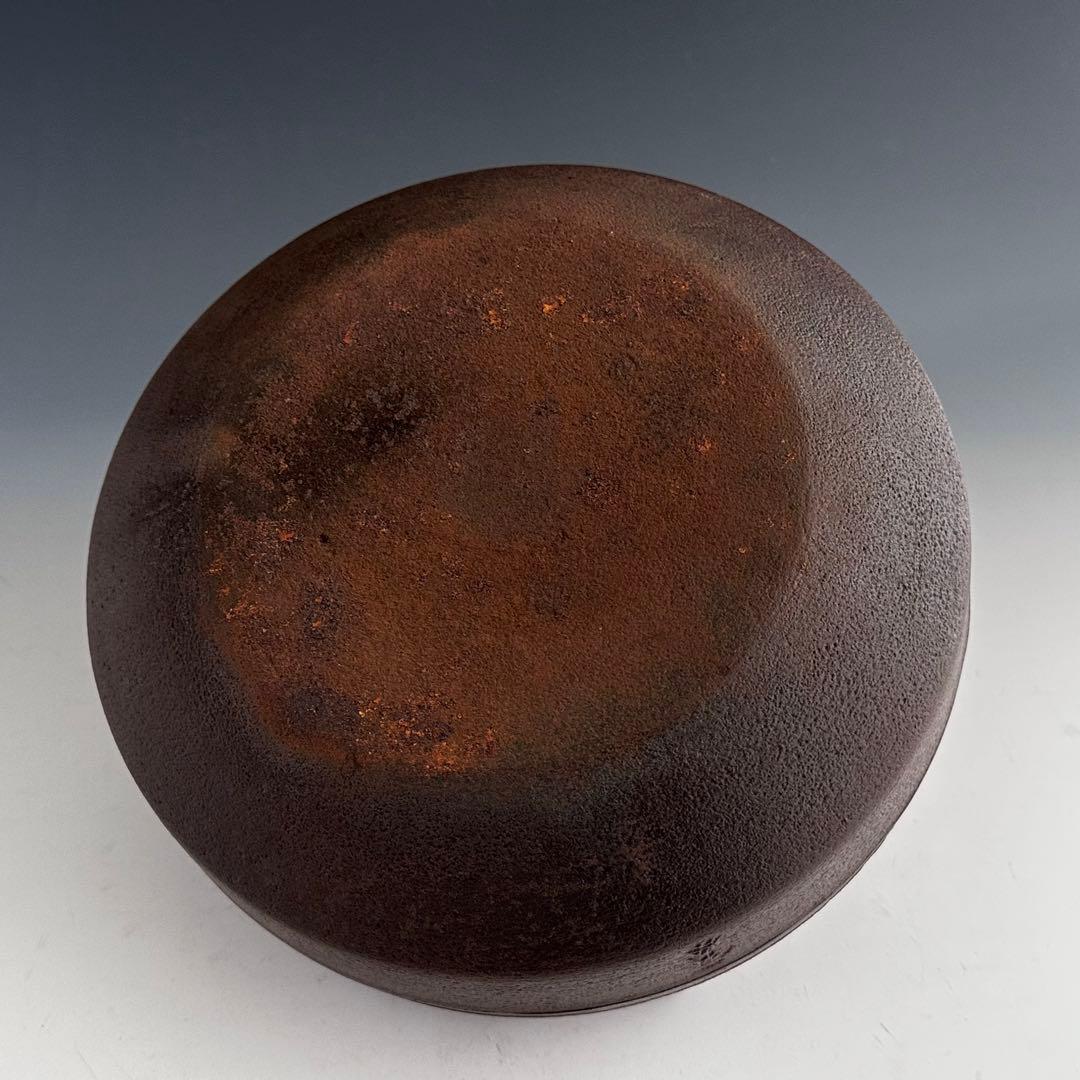 茶道具　平丸　筋入釜　高橋敬典　共箱　鋳物　山形　茶会　稽古　茶釜　茶の湯