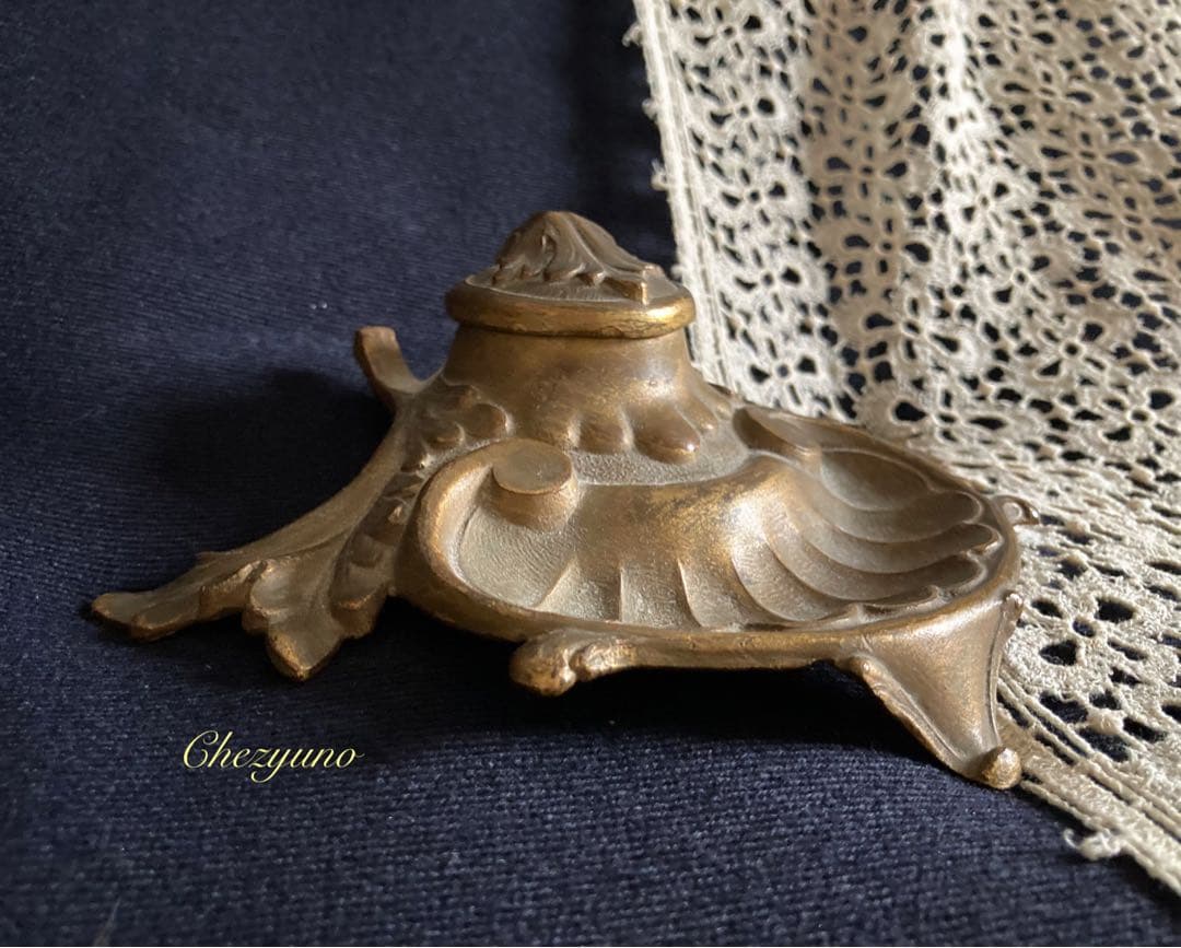 インクホルダー カリグラフィー 真鍮 ブロンズ フランスアンティーク