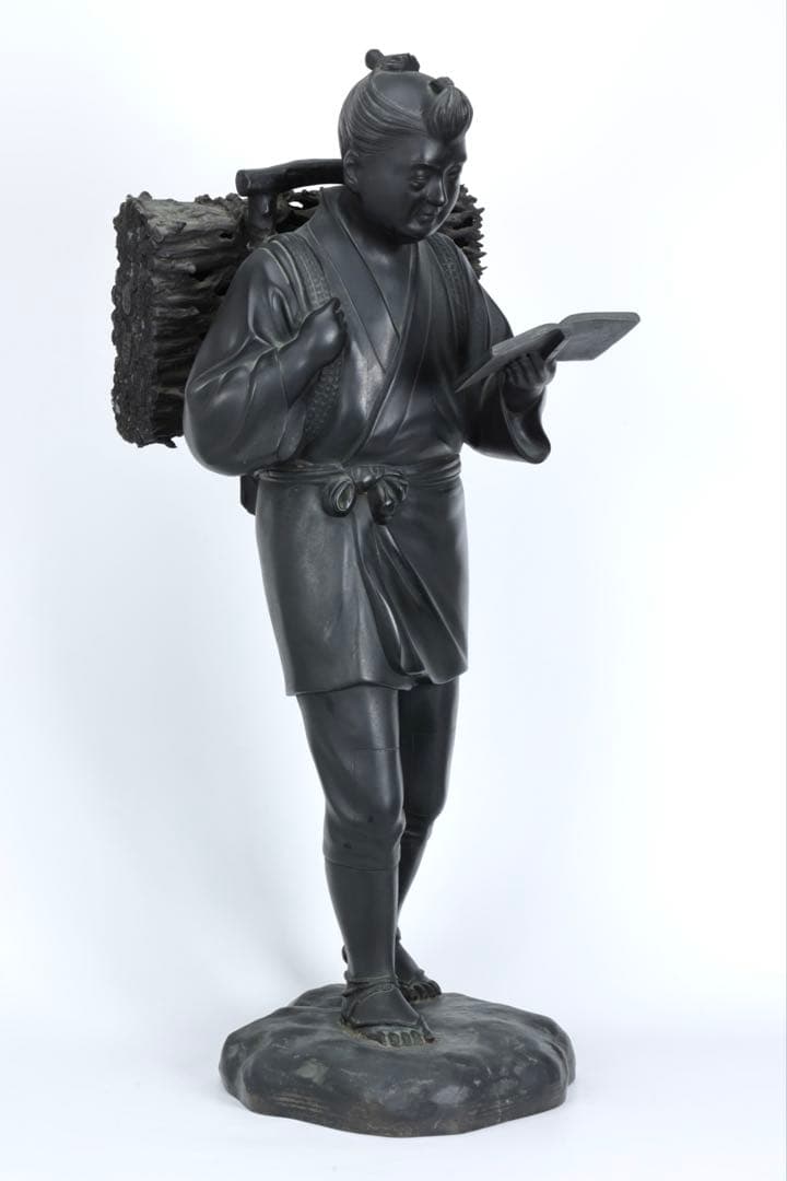 r*3様 二宮金次郎像 青銅製ブロンズ像 特大80cm 陽峰作 時代物 古美術