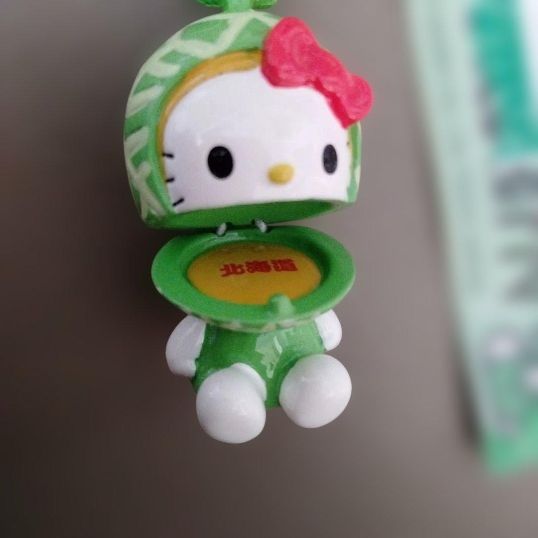 レア　ご当地キティ　北海道限定　メロン　カスタネットマスコット　根付け　根づけ