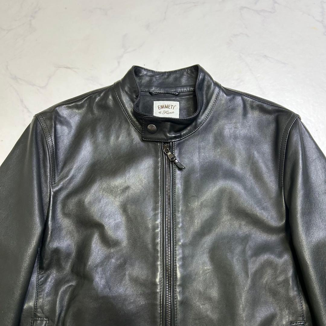 【ITALY製】EMMETI レザージャケット JURI 黒 44