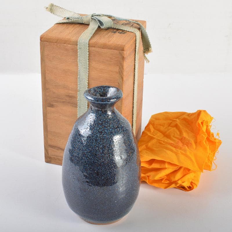 木村盛和作　油滴天目釉　徳利　共布共箱　V　R7109