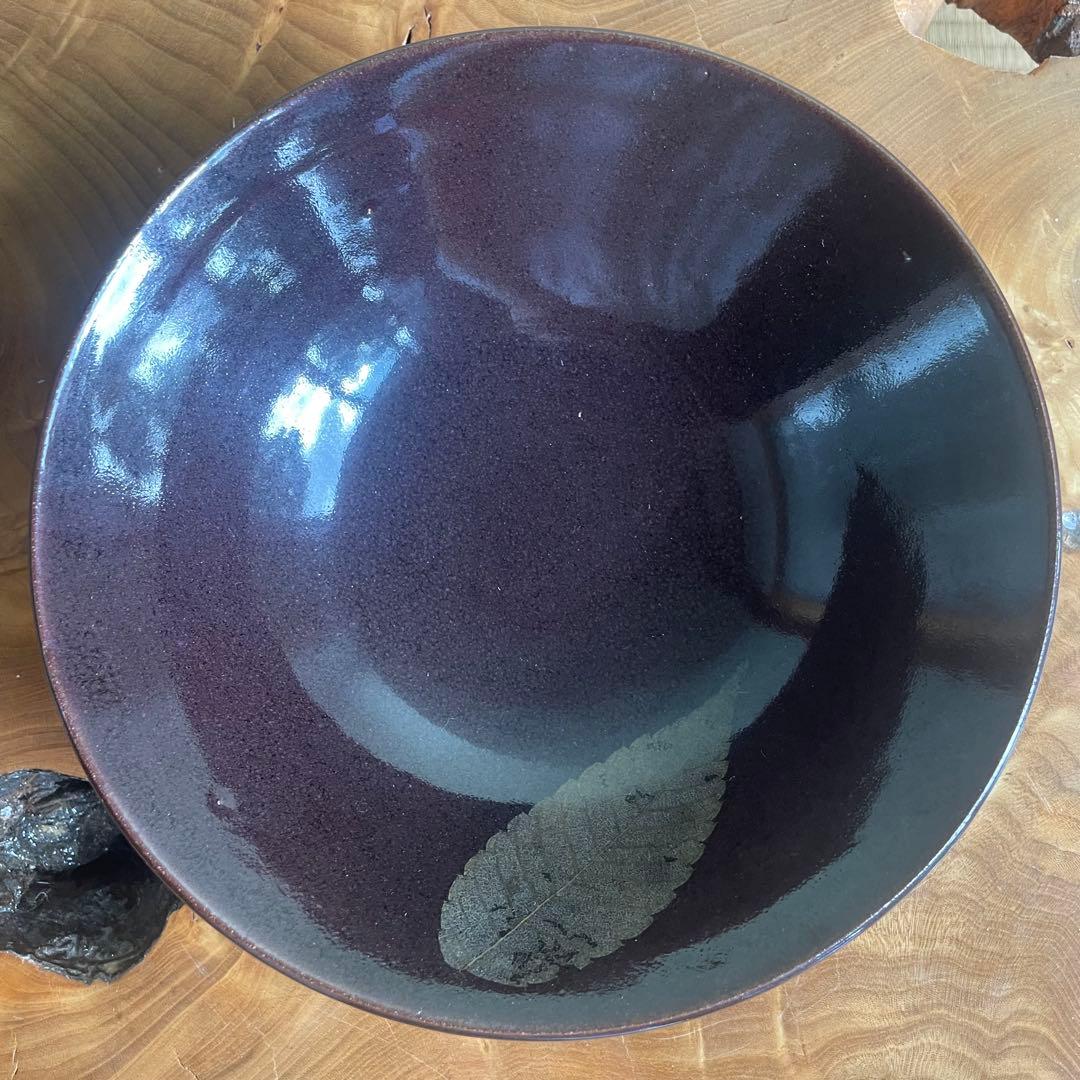 山口明軒　木葉天目　鉢　共箱