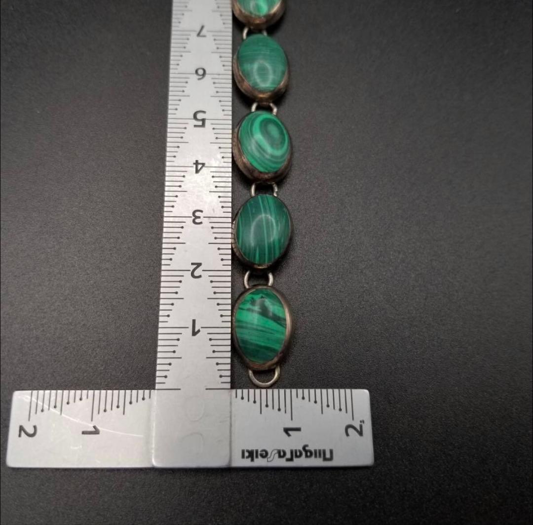 メキシコ 925 シルバー マラカイトカラー オーバルチェーン ヴィンテージ ブ