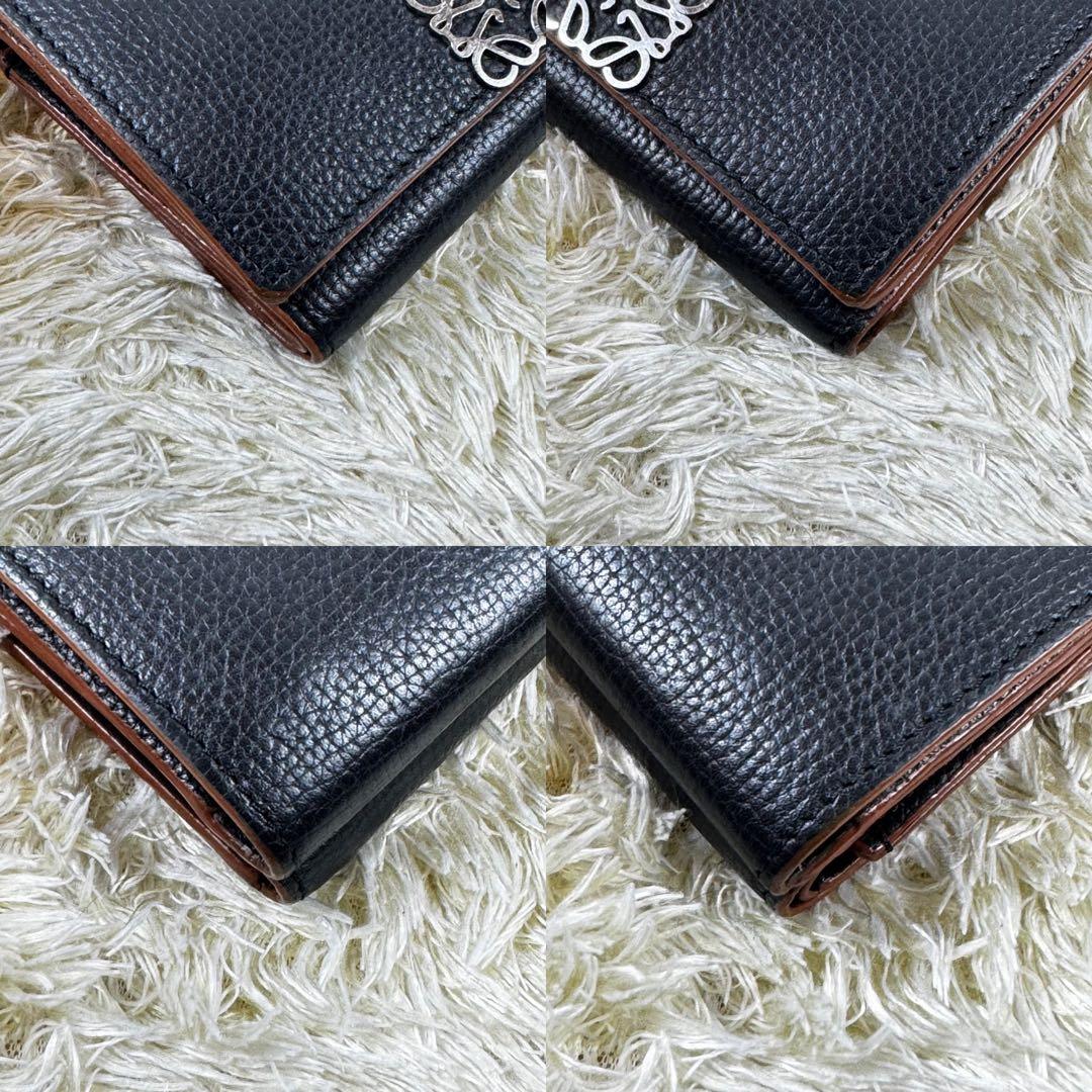 大人気✨ロエベ　トライフォールドウォレット　三つ折り財布　アナグラム　黒