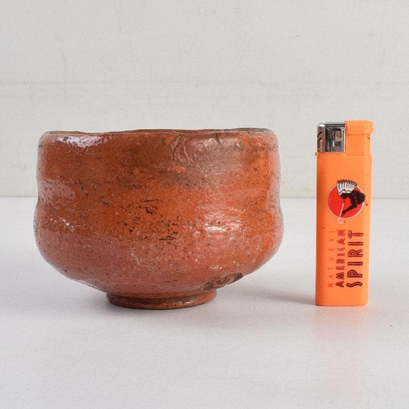 茶道具　楽吉左衛門　九代　了入作　赤楽茶碗　時代箱　V　R9379