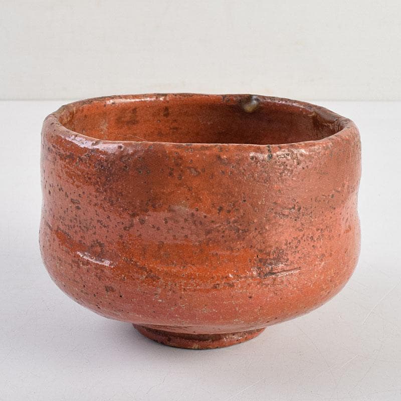 茶道具　楽吉左衛門　九代　了入作　赤楽茶碗　時代箱　V　R9379