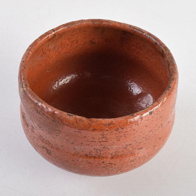 茶道具　楽吉左衛門　九代　了入作　赤楽茶碗　時代箱　V　R9379