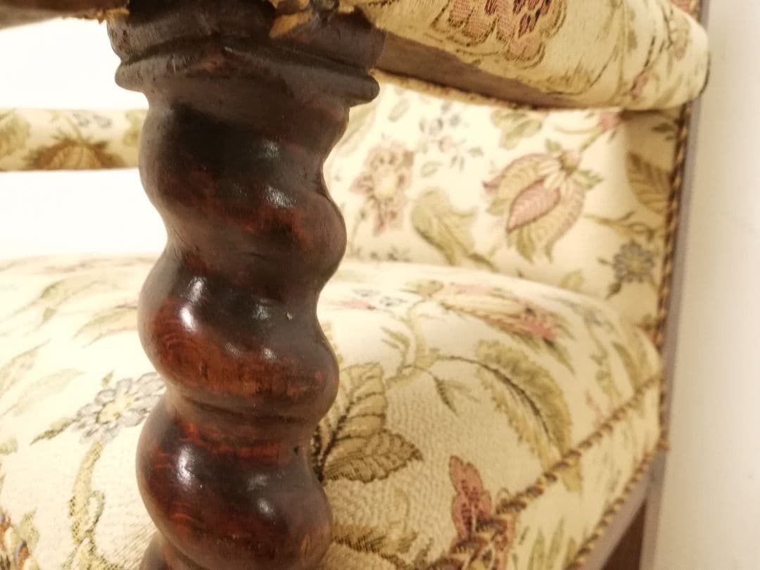 アンティーク ゴブラン織 ウイングバックアームチェア フランス 生地張り替え済