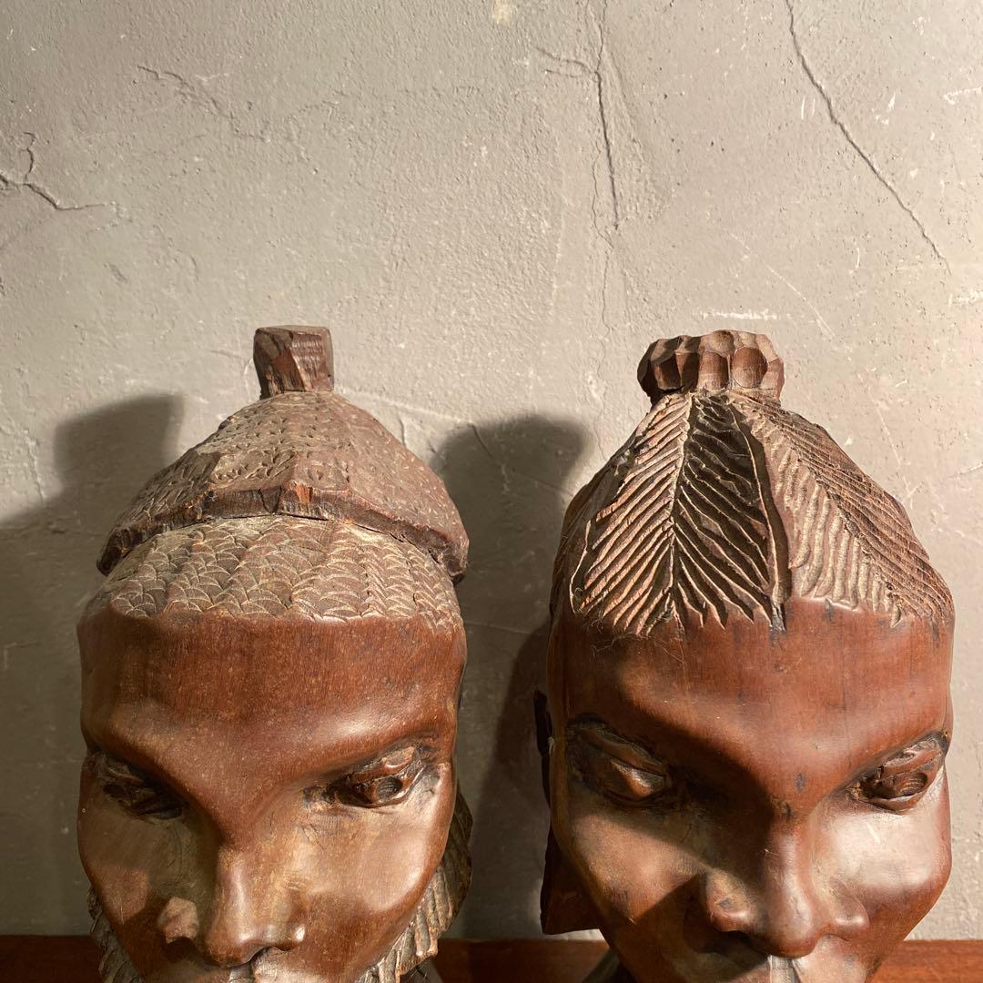 ヴィンテージ アフリカ木彫オブジェ 男女 プリミティブ インテリア置物