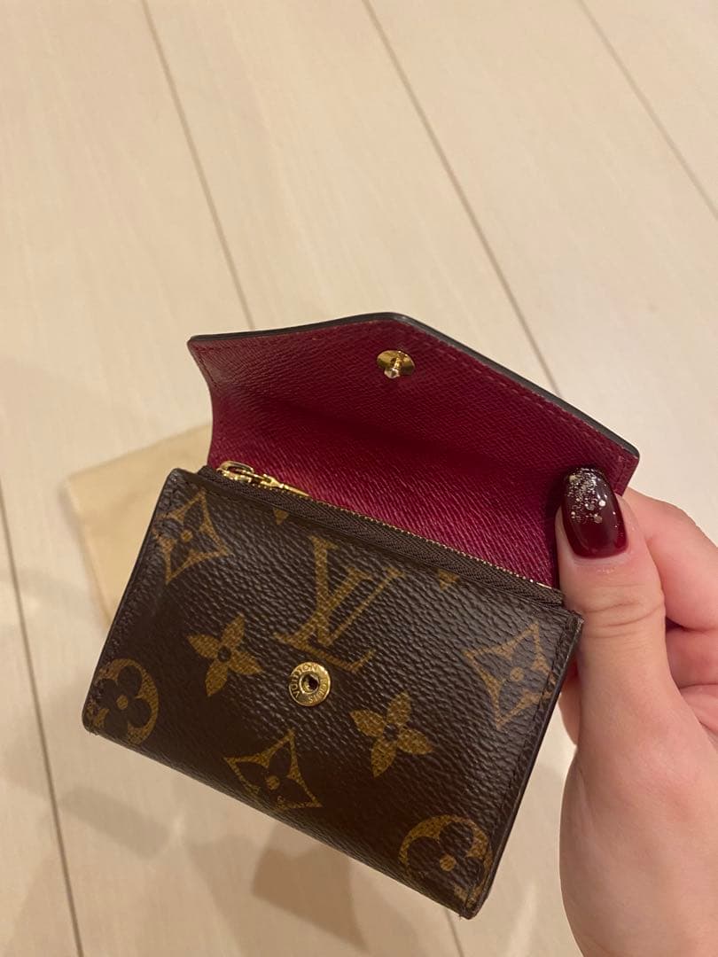LOUIS VUITTON 三つ折り財布 ブラウン/ワインレッド