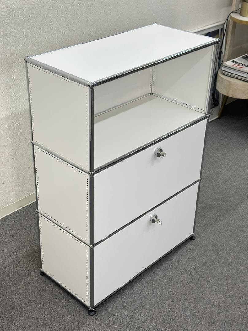 USMハラー■キャビネット　1列3段　白　2種類の鍵つき　パーソナルロッカー