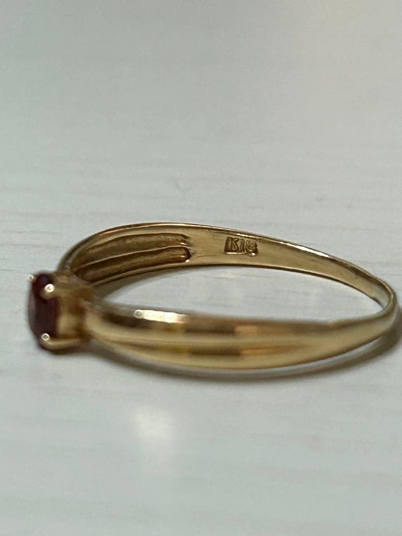 K18 ゴールド ガーネットリング12号