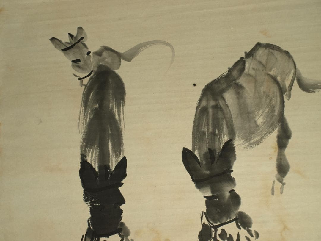 近代の黄胄の掛軸　人物図　肉筆保証中国古董品古美術 BD626C11-4