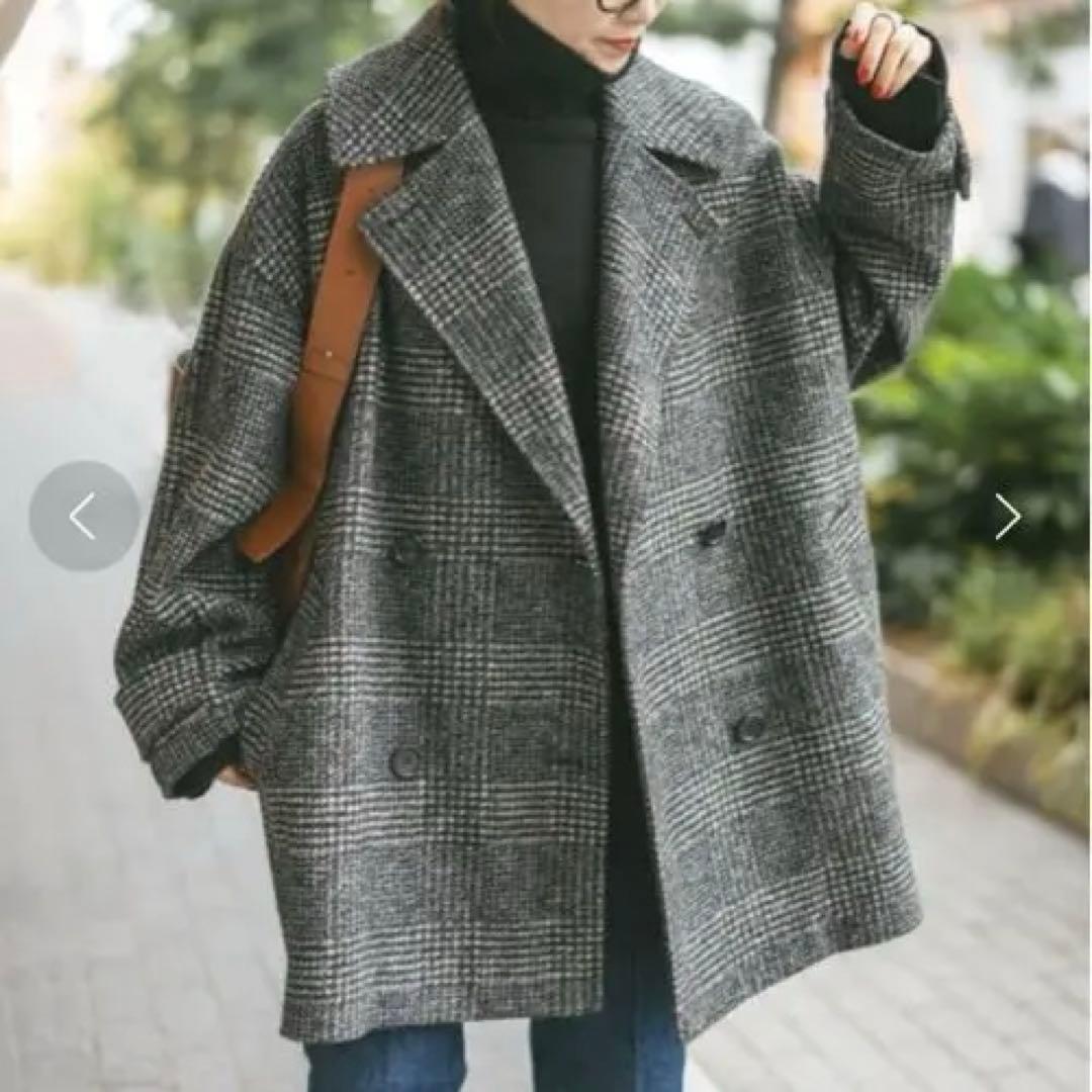 Spick & Span Wスライバーチェックハーフコート