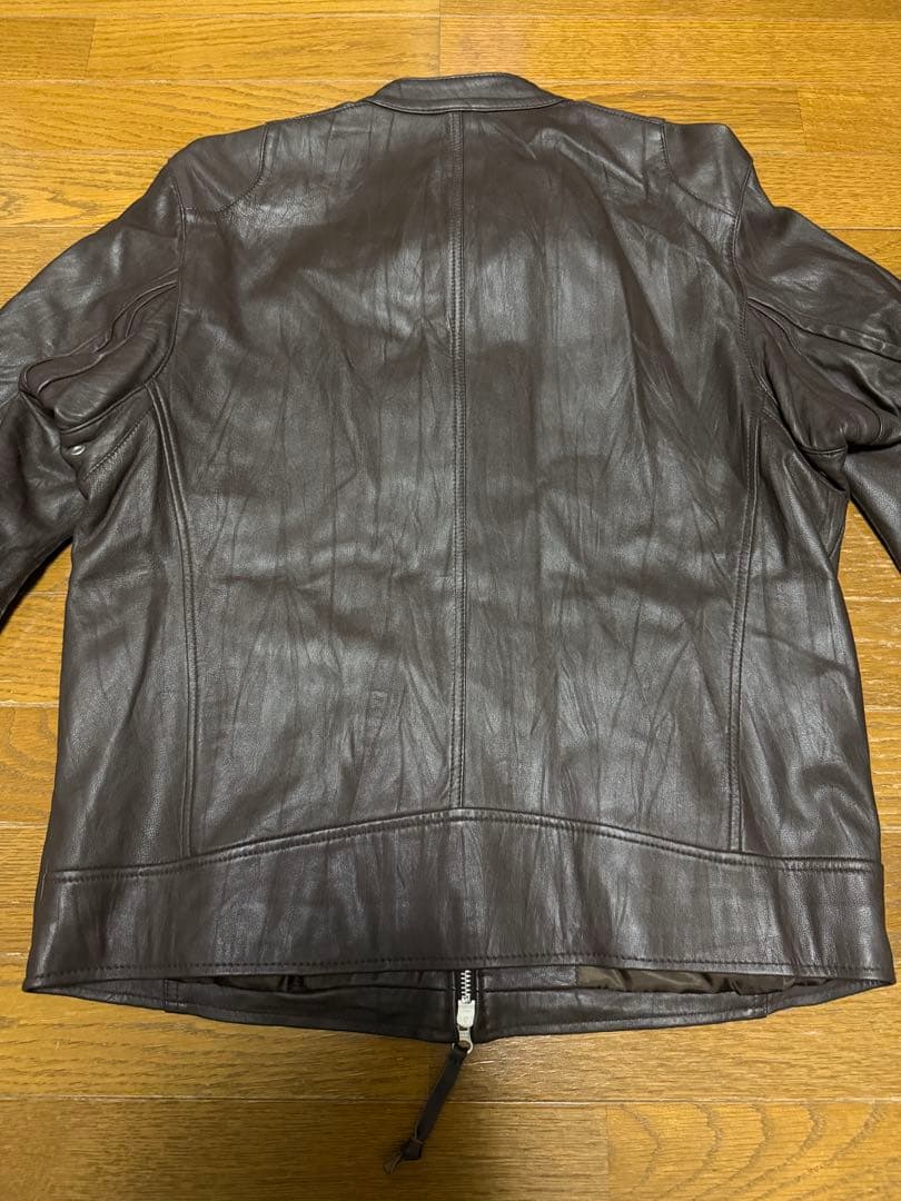 【美品】Uniqlo 羊革 ラムレザー シングルライダース ダブルジップ XL